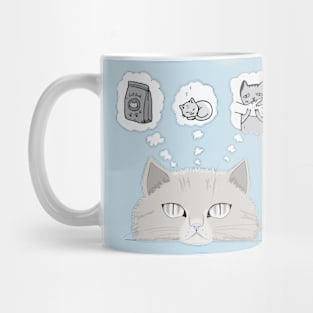 Cute Grey Cat Thinking Mug